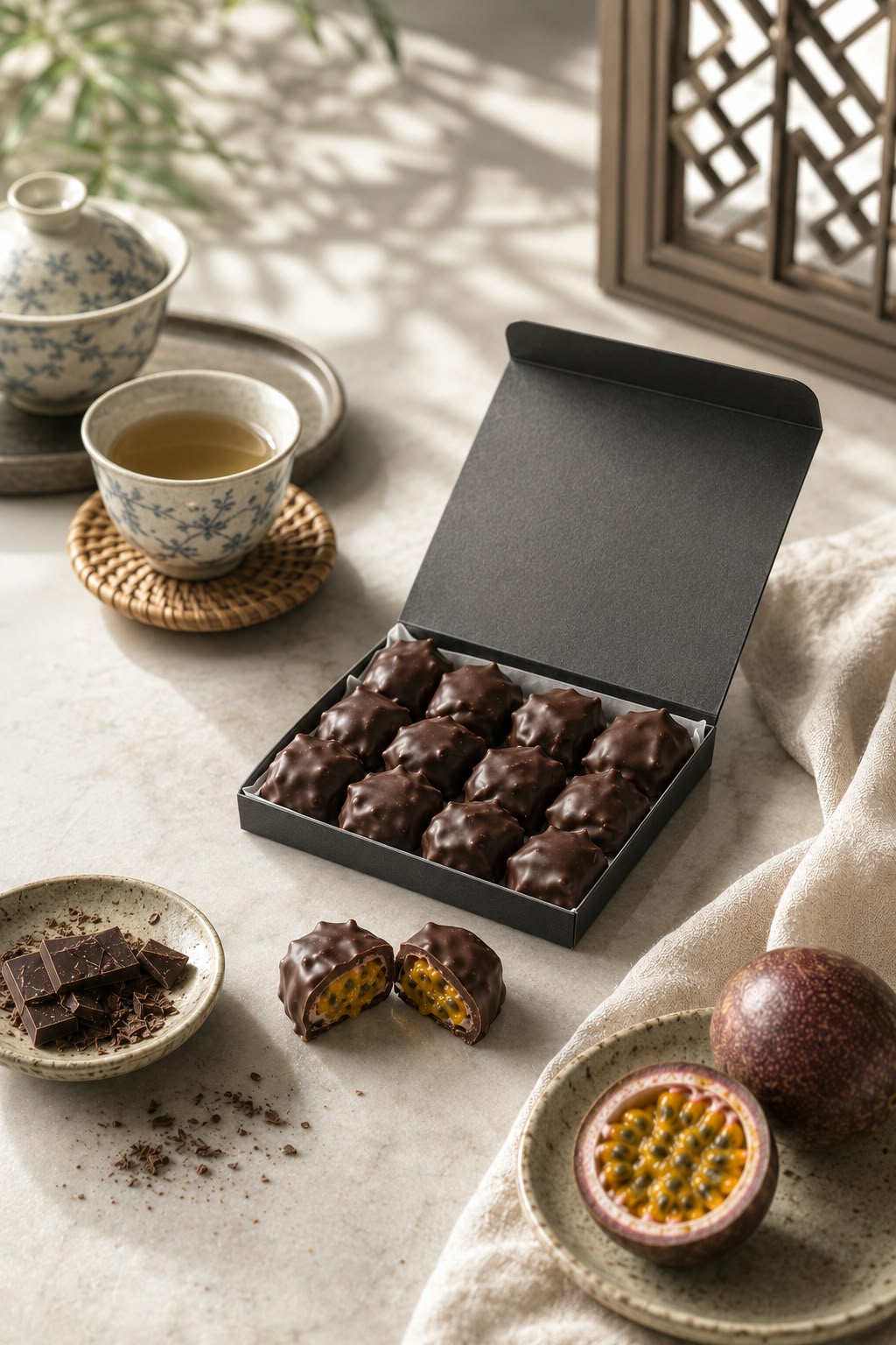 Fruits drops coated in chocolate 74%